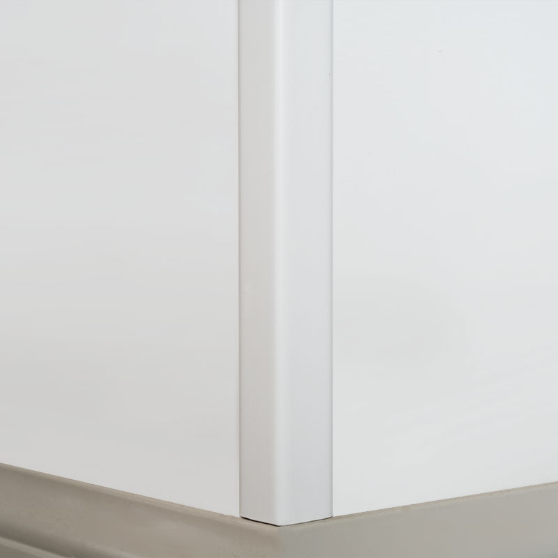 Massivt tre rett vinkel (90°) overgangslist (fyllgrunnet+ maling) - Hvit 1 1/9' x 1 1/9'