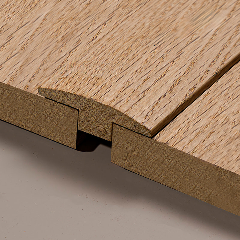 Hvit eik hele stykke tømmerstokker T-støping (maling uferdig) - Eik naturlig farge 9/32'x1 31/32'